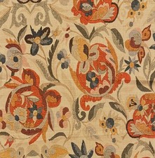 ETRO Esildor Floral Linen Cream Orange Italy Remnants New picture