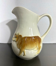 Vintage 1982 Otagiri Japan Ceramic Brown Cow Pitcher Farmhouse Milk Jug Rare picture