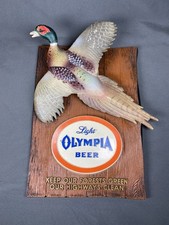 Vintage 1963 Olympia Light Beer Pheasant Bird Wildlife Bar Sign Plaque *READ picture
