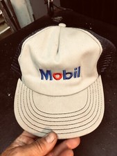 Vintage 1980s Mobil Oil Gas Station Truckers Hat Grey Color picture