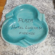 VINTAGE PLAZA HOTEL LUCCHESI FIRENZE ITALY  CERAMIC ASHTRAY. VERY COOL picture