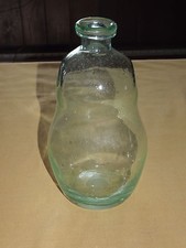 VINTAGE  ANTIQUE HAND BLOWN BLUISH GREEN BUBBLE BOTTLE JAR ODD SHAPE picture