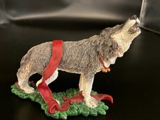 Silver Deer Christmas Animals Howling Wolf Figurine Resin Painted Tom Rubel picture