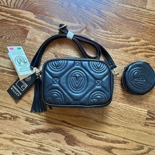 Valentino Orlandi Black Quilted Vegan Leather Crossbody Bag Women NWT One Size picture