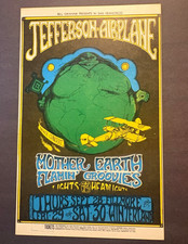 Jefferson Airplane Mother Earth Fillmore Auditorium Postcard NM stamp back picture