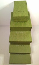 5 Genuine Gucci Green Embossed Gift Boxes Empty Original Luxury Packaging Lot picture
