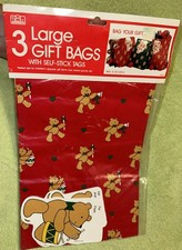 Vtg 1989 -3 Large Gift Bags - Bears USA MADE NOS picture