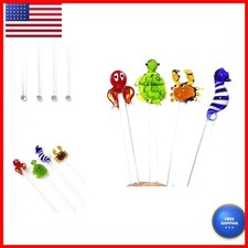 4pcs Handmade Glass Cocktail Swizzle Sticks Octopus Turtle Sea Horse Crab picture