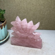 106mm Natural pink Crystal hand carved Nine Tailed Fox specimens 293g A4504 picture