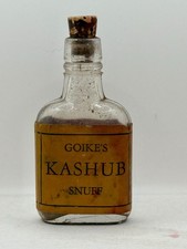 Rare c.1950’s Goike’s Kashub Snuff Bottle With Snuff And Cork.  Detroit, MI. picture