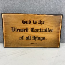 Vintage Wooden Scripture Wall Plaque I Tim 6:15 Christian God Blessed Controller picture