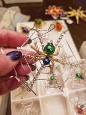 Vintage Mercury Glass beaded Christmas ornaments  Czech Republic NOS - spiders picture