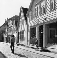 Lille Ovre Gaten in the Old Town section of Bergen Norway 1950s OLD PHOTO picture