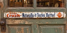 Rare Vintage Orange Crush Soda Pop Door Push Pull Bar Metal Sign Antique White picture