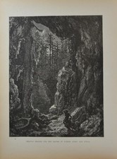 Antique Gustave Dore Art Print Chactas and Atala Native American 1880 Victorian picture