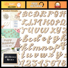 Gerrii 320 Pcs 3'' Wooden Letters and Numbers Crafts Unfinished Cursive Wooden A picture