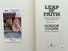 Gordon Cooper signed Leap of Faith hardcover space book JSA Mercury 7 Astronaut picture