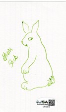 Grace Slick Jefferson Airplane Starship HOF Signed Autograph Rabbit Sketch JSA picture