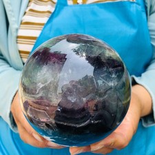 4.24LB Large Natural Fluorite Sphere Quartz Crystal Ball Energy Healing Stone picture