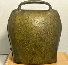 Vintage Swiss Cowbell Rustic Ornate Bell Antique Brass Farm Animal Farmhouse 6” picture