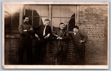 K50/ Interesting RPPC Postcard c1910 Americana Young Men Overalls 396 picture