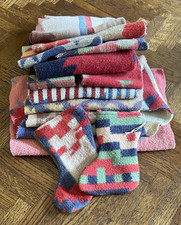 13 Pieces of Camp blanket various colors plus Cowboy Fabric & Holiday Stockings picture