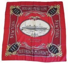 Vintage Holland American Line SS Nieuw Amsterdam 100% Silk Scarf  w/ tag picture