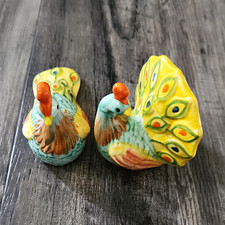 Vintage Pier One Imports Ceramic Peacock Salt & Pepper Shakers picture