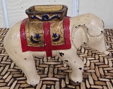 1910s CAST IRON MECHANICAL BANK - ELEPHANT SWINGS (Missing) TRUNK BANK picture