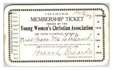 Original 1909 Young Women's Christian Association of New Caste, PA Member Card picture