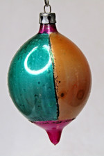 Vintage 50's Glass Glitter Harlequin DROP Christmas Ornament Fantasia Poland #2 picture