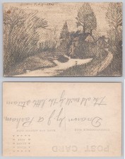 RPPC 1908 Original Sketch Postcard Old Mill by J. A. Parham Drawn Art picture