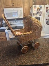 Vintage Antique Wicker Basket Baby Doll Carriage, Made in Poland RARE picture