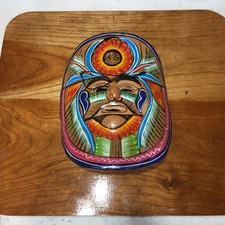 VTG Hand-Painted Mexican Terracotta Clay Folk Art Wall Mask Mesoamerican picture