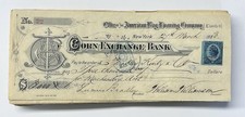 Lot Of 1880’s Corn Exchange Bank New York Checks Vintage picture