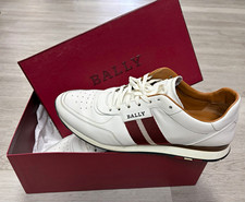Bally Men’s Leather Low Top Lace-Up Sneakers White/Red Stripe US 13 picture