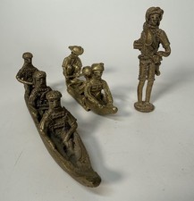 Vintage African Ashanti Akan Brass Gold Weight Figurine Lot Canoes Tribal Art picture