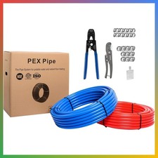 Pex Pipe Tubing 1/2 Inch Kit 150ft Blue Red With Clamps Cutter picture