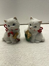 Vintage Homco # 5112 Set Of 2 Christmas Kittens Figurines picture