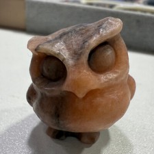 natural Sun stone Carved Owl Crystal skull decor reiki healing gift picture