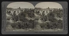 The Arroyo Seco Bridge between Los Angeles and Pasadena, California Old Photo picture
