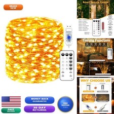 Fairy Lights 66FT 200 LED USB Warm White with Remote Timer 8 Modes picture