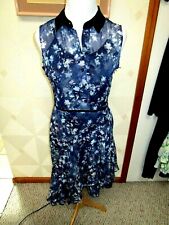 SIMPLY VERA WANG-BLUE/MULTI-FLORAL-COLLAR-RUFFLE SHIRT DRESS-SIZE-XL-NWT-$68 picture