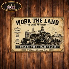 Vintage Tractor Farmer Cultivation Country Field Metal Sign 8x12 picture