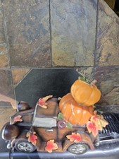 Vintage Fall Thanksgiving Retro Truck with pumpkin with battery operated lights  picture