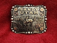 Champion Bronc Riding Trophy Belt Buckle☆Living The Dream☆Sandy Utah☆2007☆R20 picture