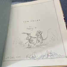 Tom Thumb Richard Jesse Watson SIGNED Original Drawing Sketch 1989 Hardcover picture