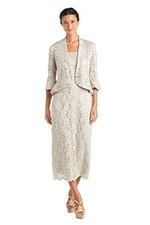 R&M Richards Women's Lace Serenity Ensemble 14 Champagne picture