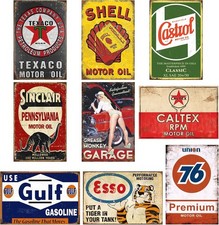 9 PCS Vintage Metal Tin Garage Signs, Retro Oil & Gas Station Wall Decor picture