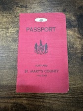 Vintage St. Mary’s County Maryland Passport Book Park Hall Manor 1955 picture